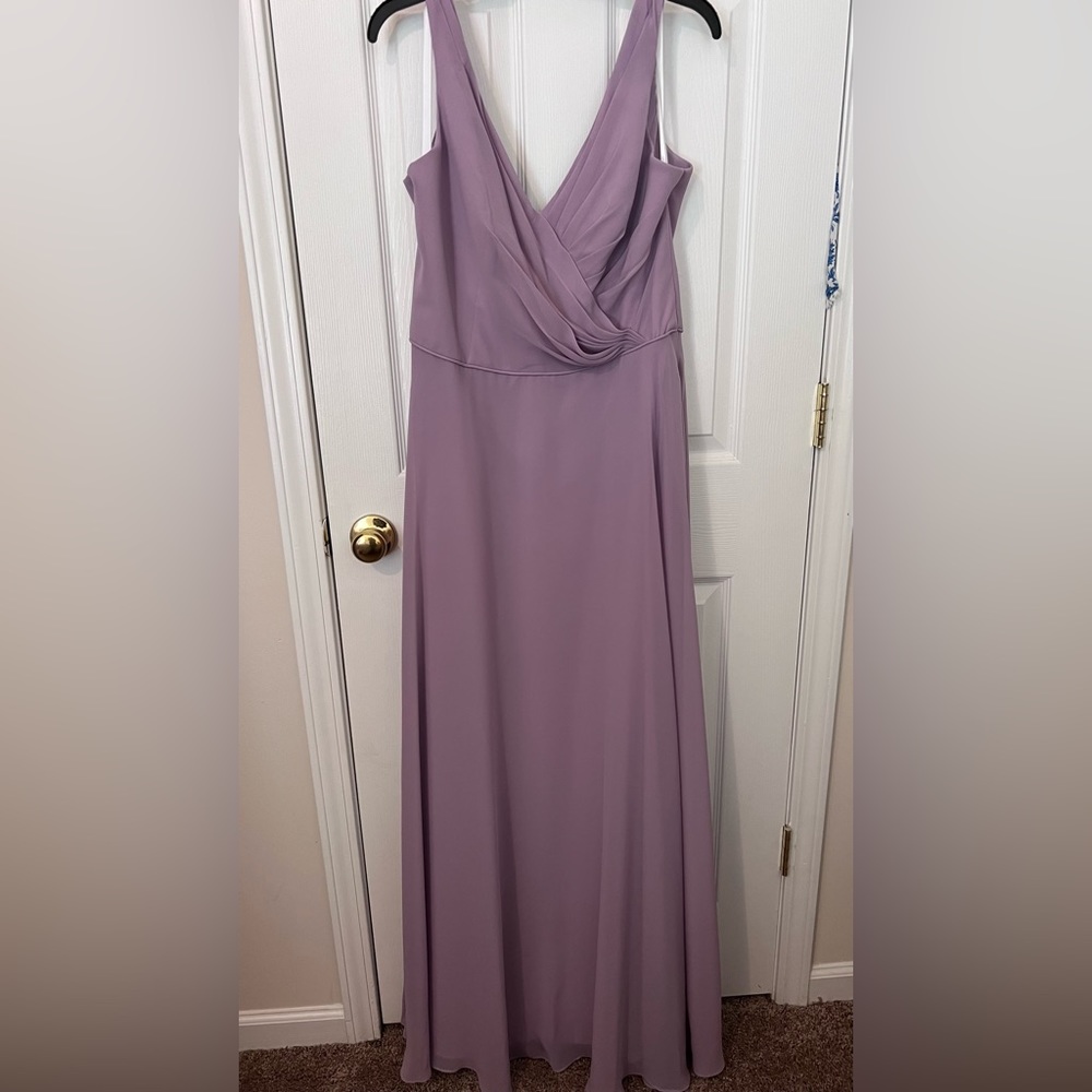 Gorgeous Macaron floor length dress with front draping. Never worn